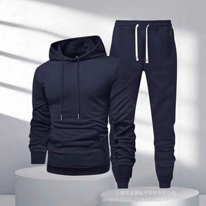 売れ筋冬用メンズ＆レディースフード付きフリースセーターパンツセットJET250gベルベットプルオーバー大きいサイズ - Product Image 4