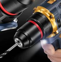 Perceuse pistolet multifonctionnelle à vitesse variable en cuivre pur, petit canon en acier à couple élevé, lampe torche domestique sans balais 168V