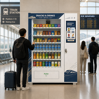 Máquina Expendedora de Bebidas y Snacks, 60 Selecciones, Pantalla Táctil de 21.5 Pulgadas, Máquina Expendedora de Agua y Refrescos, Pago con Tarjeta de Crédito