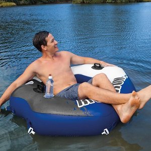 Intex 58854 <strong>River</strong> <strong>Run</strong> Connect Lounge <strong>Inflatable</strong> <strong>Floating</strong> Water Tube With Cup Holders - Product Image 2