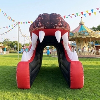 Tunnel gonflable en forme de bouche de dinosaure, tunnel d'entrée en forme de mâchoire de T-Rex pour carnaval, fête d'Halloween, événement, publicité extérieure, décoration