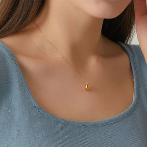 สร้อยคอจี้รูปหยดน้ำเคลือบทอง 18k สแตนเลส 316L กันน้ำ ไม่หมอง ทันสมัย สำหรับผู้หญิง - Product Image 5