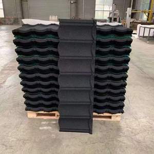 Material de construcción en Nigeria Azulejo de techo de metal 0,40mm Gague Techo recubierto de piedra negra verde - Product Image 3