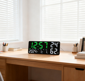 Horloge murale LED rectangulaire silencieuse à <span class=keywords><strong>grand</strong></span> écran avec télécommande électronique, 4 niveaux de luminosité, prix compétitif, pour usage domestique - Product Image 3