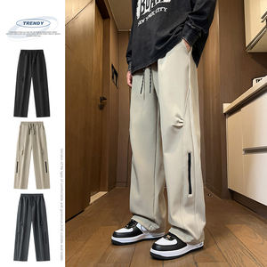 Pantalon droit ample pour homme avec logo personnalisé pour l'automne hiver 2025 tissu en toile simple tendance imperméable - Product Image 2