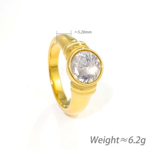 แหวนสแตนเลสสตีลสองสี ทองและเงิน ชุบทอง 18K ประดับเพชรซิคอนทรงกลม ดีไซน์หรูหราแบบเรโทร เหมาะสำหรับใส่ในชีวิตประจำวัน - Product Image 6