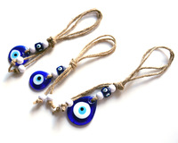 Pendentif en verre avec yeux bleus turcs, corde de chanvre, accessoires de goutte d'eau, décoration murale, cadeau porte-bonheur, mauvais yeux