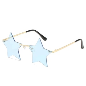 Gafas de Sol de Moda con Marco Metálico para Mujer, Lentes Transparentes Elegantes, Forma de Estrella Pentagrama, Sin Montura - Product Image 1