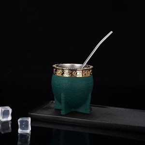 Nuevo Diseño 2025: Vaso Térmico de Acero Inoxidable 304 de Doble Pared para <span class=keywords><strong>Mate</strong></span>, Té y Café con Bombilla y Cuchara - Product Image 3