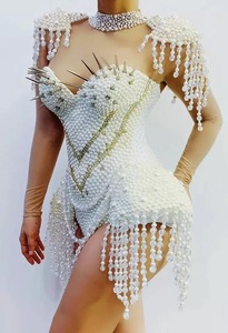 NOVANCE Y1728 seksi beyaz egzersiz Bodysuit akşam gösterisi şarkıcı dansçı gece kulübü konser sahnesi aşınma takım göbek dans kostümü - Product Image 2