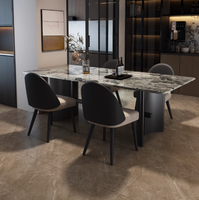 Table à manger rectangulaire de style italien luxueux avec chaise moderne, adaptée aux petits appartements, mobilier d'hôtel de luxe en métal