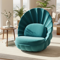 Fauteuil coquille en velours de luxe, canapé d'appoint, siège unique sans accoudoirs, forme festonnée, salon, chambre à coucher, meubles de designer, meubles uniques