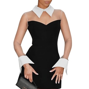 Robes pour femmes, nouvelle collection, sexy, en maille, col à découpes, manches longues, coupe ajustée, tendance - Product Image 1