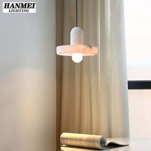 Lámpara Colgante Minimalista de Lujo, Estilo Simple, de Latón y Mármol, Pequeña, para Restaurante o Bar, Color Dorado y Blanco, 3000K Cálido, HM-YL-8035 - Product Image 5