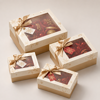 Boîte cadeau rigide personnalisée pour Noël avec couvercle et base, fenêtre transparente, emballage en carton imprimé pour les fêtes, pour bonbons, biscuits, cadeaux