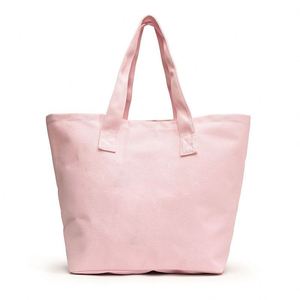 กระเป๋าช้อปปิ้งผ้าแคนวาสสีชมพูขนาดใหญ่ 100% สำหรับผู้หญิง ใช้ได้ทั้งวันหยุดสุดสัปดาห์ ซื้อของชำ และออกกำลังกาย พร้อมหูหิ้วกว้าง - Product Image 1