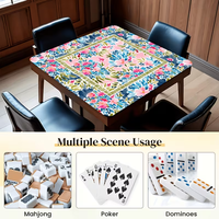 Tapis de Mahjong en caoutchouc floral aquarelle, grand tapis de jeu carré antidérapant 800x800mm