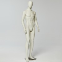 Mannequin Homme en FRP Mat Beige à Tête Intégrée, Corps Entier, Visage Ovale, pour Vitrine de Magasin de Mode, Modèle Européen Original