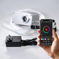 Kit de plafonnier de voiture à fibres optiques APP 10W avec moteur de lumière LED scintillante et variateur, avec filaments de fibres optiques pour plafond étoilé domestique