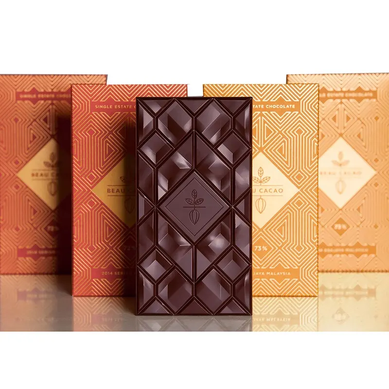 Boîte d'emballage de barre de chocolat de luxe, boîte de cadeau en papier personnalisée, emballage pour noël