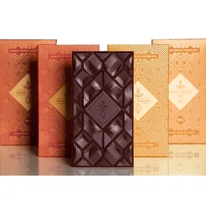 Caixa de embalagem personalizada luxuosa de barra de chocolate, caixa de papel para presente de natal