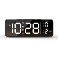 Réveil numérique LED de table avec affichage de l'heure, de la date et du jour de la semaine, veilleuse d'ambiance colorée