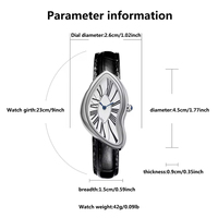 Montre Homme Unique Rétro Y2K Chiffres Romains Effet Fondant, Montre-Bracelet Vintage Paris Forme Irrégulière en Cuir