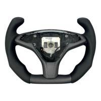 Volant en fibre de carbone mat avec poignée en cuir lisse, chauffage en option, pour Tesla Model X Y 3 S, accessoire intérieur de voiture