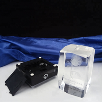 Promotion d'usine Petit cube en verre de cristal vierge pour gravure laser 3d et impression UV avec lampe en plastique led pour cadeaux d'affaires