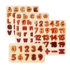 Tavola Montessori in Inglese per Bambini, Alfabeto ABC, Numeri, Giocattoli Educativi per l'Apprendimento, Puzzle 3D in Legno - Product Image 2