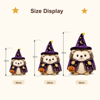 Peluche hérisson d'Halloween personnalisée, jouet en peluche doux, poupée magique sorcière avec chapeau et cape, décoration citrouille, faible MOQ, support OEM ODM