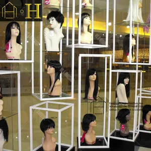 Esposizione della parrucca del negozio di bellezza vetrina della mobilia dell'esposizione del negozio di bellezza vetrina della parete del salone di estensione dei capelli per la progettazione del negozio di parrucche