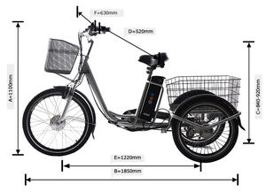 Triciclo eléctrico para adulto, Cruise e-bike Trike, <span class=keywords><strong>bicicleta</strong></span> de carga eléctrica de <span class=keywords><strong>tres</strong></span> <span class=keywords><strong>ruedas</strong></span> <span class=keywords><strong>con</strong></span> cesta trasera para ir de compras - Product Image 4