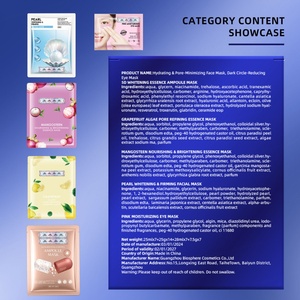Masque pour les yeux Sakura, perle, mangoustan, nourrissant, éclaircissant, raffermissant, pamplemousse, algues marines, masque en feuille pour affiner les pores, blanchissant, essence - Product Image 6