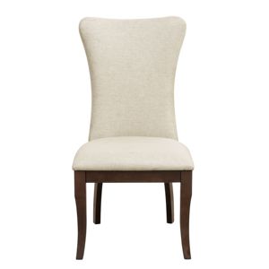 DB Modern Traditional Side Chairs Lot de 2 Siège de dossier rembourré en tissu blanc cassé Garniture de tête de clou Finition cerisier foncé Bois - Product Image 2
