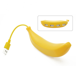 Venta caliente de 4 puertos en forma de plátano <span class=keywords><strong>USB</strong></span> 2,0 Hub Cute Mini Interface OTG Splitter admite regalos de vacaciones con temática de comida - Product Image 1