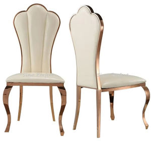 Modern Style Stainless Steel Gold and White <b>Chair</b> Wedding <b>Dining</b> Banquet Steel <b>Chairs</b> Wed Event - Product Image 1