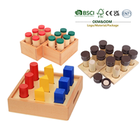 JET OEM Matériel d'apprentissage sensoriel Montessori personnalisé en bois, puzzles de formes, tubes olfactoires, jouets éducatifs pour enfants