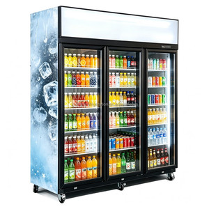 Réfrigérateur vertical à 3 portes vitrées avec compresseur monté en haut, vitrine de présentation, refroidisseur de boissons commercial - Product Image 1
