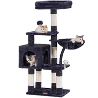 Arbre à chat d'intérieur confortable et écologique en matériau bois-papier, avec perchoir rembourré en peluche, tour pour chat, condo, poteaux à gratter en sisal, hamac et jouet