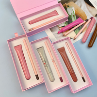 Ensemble de maquillage à marque privée : baume à lèvres teinté, gloss à lèvres au peptide et crayon à lèvres, gloss à lèvres brillant hautement pigmenté et crayon à lèvres