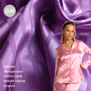 Tùy chỉnh 100% polyester lụa satin Jacquard sọc 75dx100d Crepe satin Pajama thiết lập sọc Jacquard lụa satin - Product Image 1