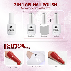 BOZLIN HEMA TPO FREE 60 Pure Colors 15 ml Gel de uñas UV <span class=keywords><strong>semipermanente</strong></span> 3 en 1 Esmalte de uñas de gel de un solo paso - Product Image 3
