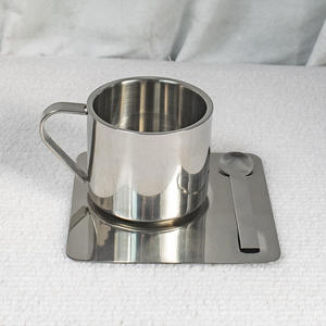Juego de 3 Tazas de Café de Acero Inoxidable, Taza de Doble Pared Resistente al Calor con Platillo y Cuchara, Vajilla para Bebidas, Accesorios de Cocina y Cafetería - Product Image 6