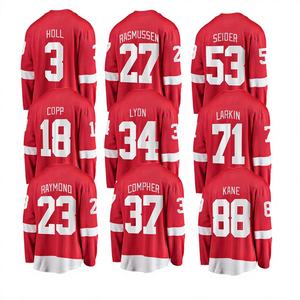 Maglia Personalizzata dei Red Wings per Hockey su Ghiaccio, Camicie Ricamate, Uniforme Sportiva Cucita # 71 Larkin # 53 Seider # 88 Kane - Product Image 1