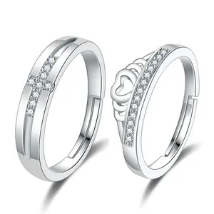 Round Adjustable stylish and sophisticated Silver Forever love Couple Rings