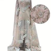 Dentelle de luxe de haute qualité dernier Design avec perles de paillettes 3d fleur française Tulle dentelle avec broderie argent dentelle tissus