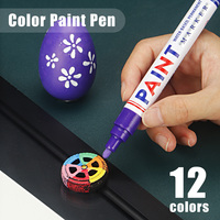 Marqueur de peinture à impression UV permanente 12 couleurs, pointe plate de 2,8 mm pour tissu