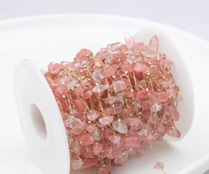 Affordable Multi-Color Natural Stone Chip Gold <b>Copper</b> <b>Chain</b> for Jewelry Making | Sold by Meter - Product Image 6