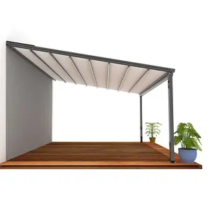 Desain Modern kolam renang elektrik Pergola atap kanopi ditarik tenda bermotor Pergola Pvc